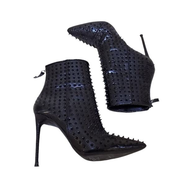 Steve Madden Via-S Spiked Stiletto Ankle Boots 7 Women Biker Moto Mobwife Punk - Picture 4 of 9